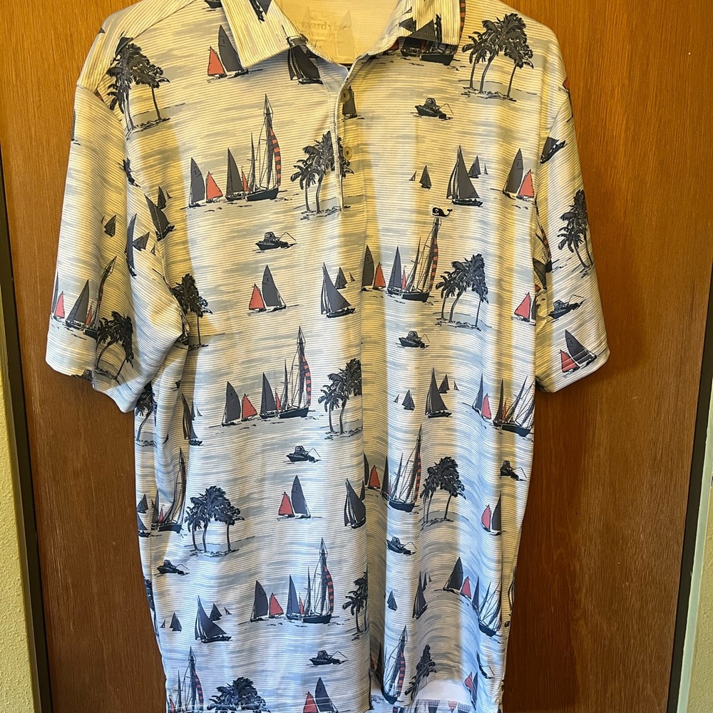 Vineyard Vines Nautical Print Polo Shirt - Blue, Red, White - Picture 3 of 5